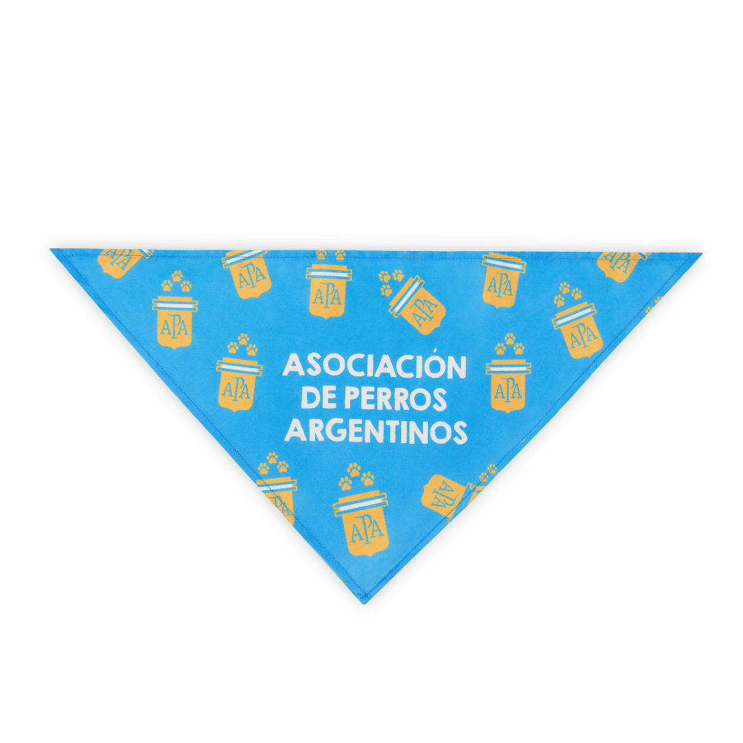 Flat, blue Argentina parody dog bandana featuring a stylish soccer-inspired design, perfect for sporty pups and unique soccer gifts for dog-loving soccer fans